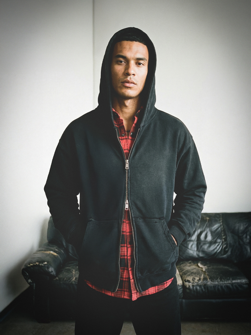 "The Remnant" Double Zip Distressed Hoodie Blank