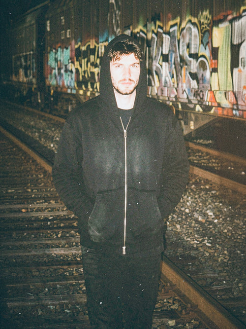 "The Remnant" Double Zip Distressed Hoodie Blank