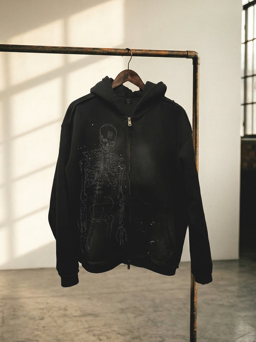 "The Remnant" Double Zip Distressed Hoodie