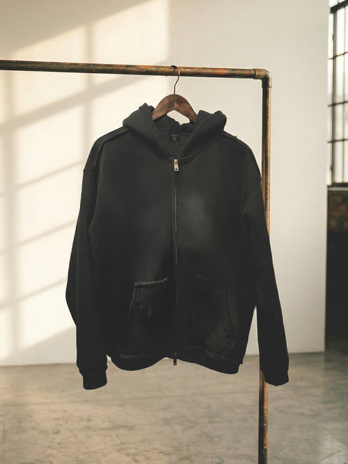 "The Remnant" Double Zip Distressed Hoodie Blank
