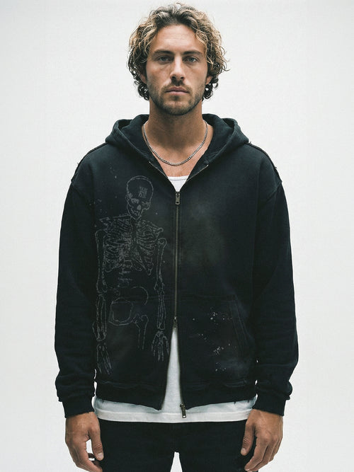"The Remnant" Double Zip Distressed Hoodie